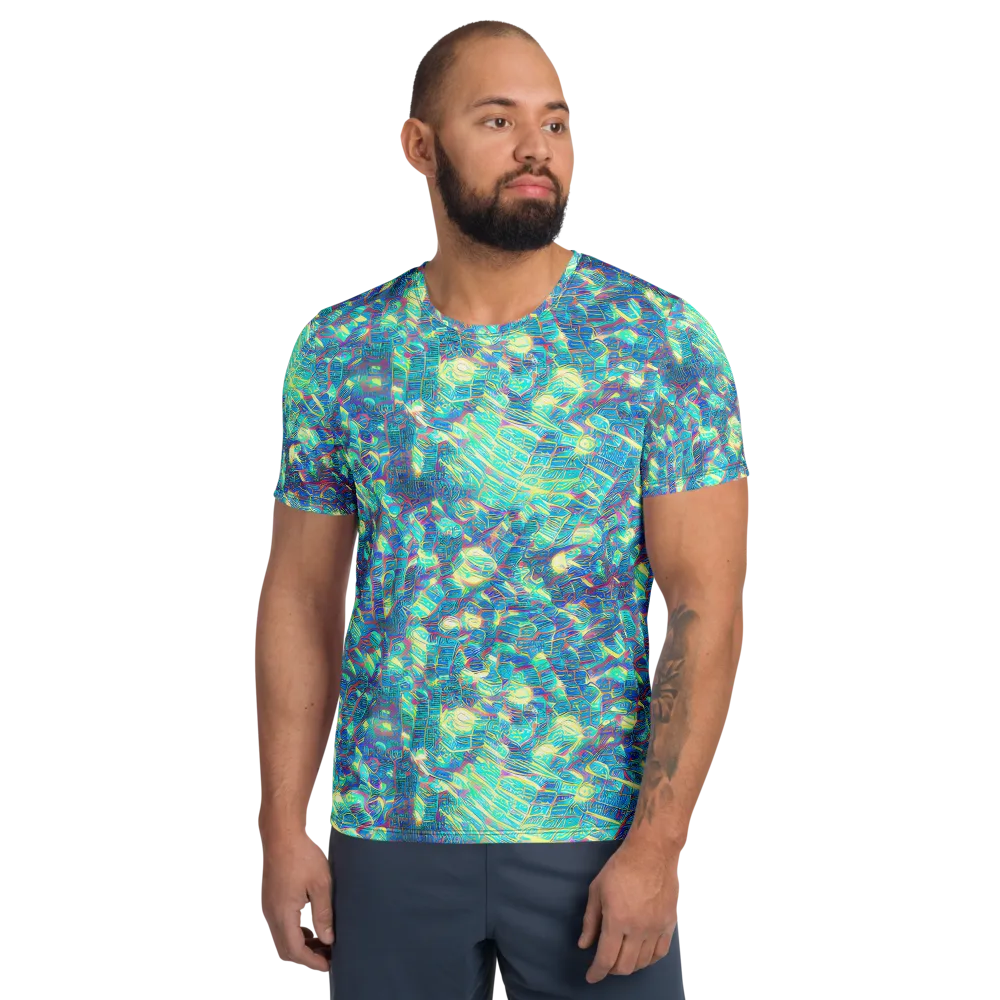 Neon Cartography on Men's Athletic T-Shirt — Front