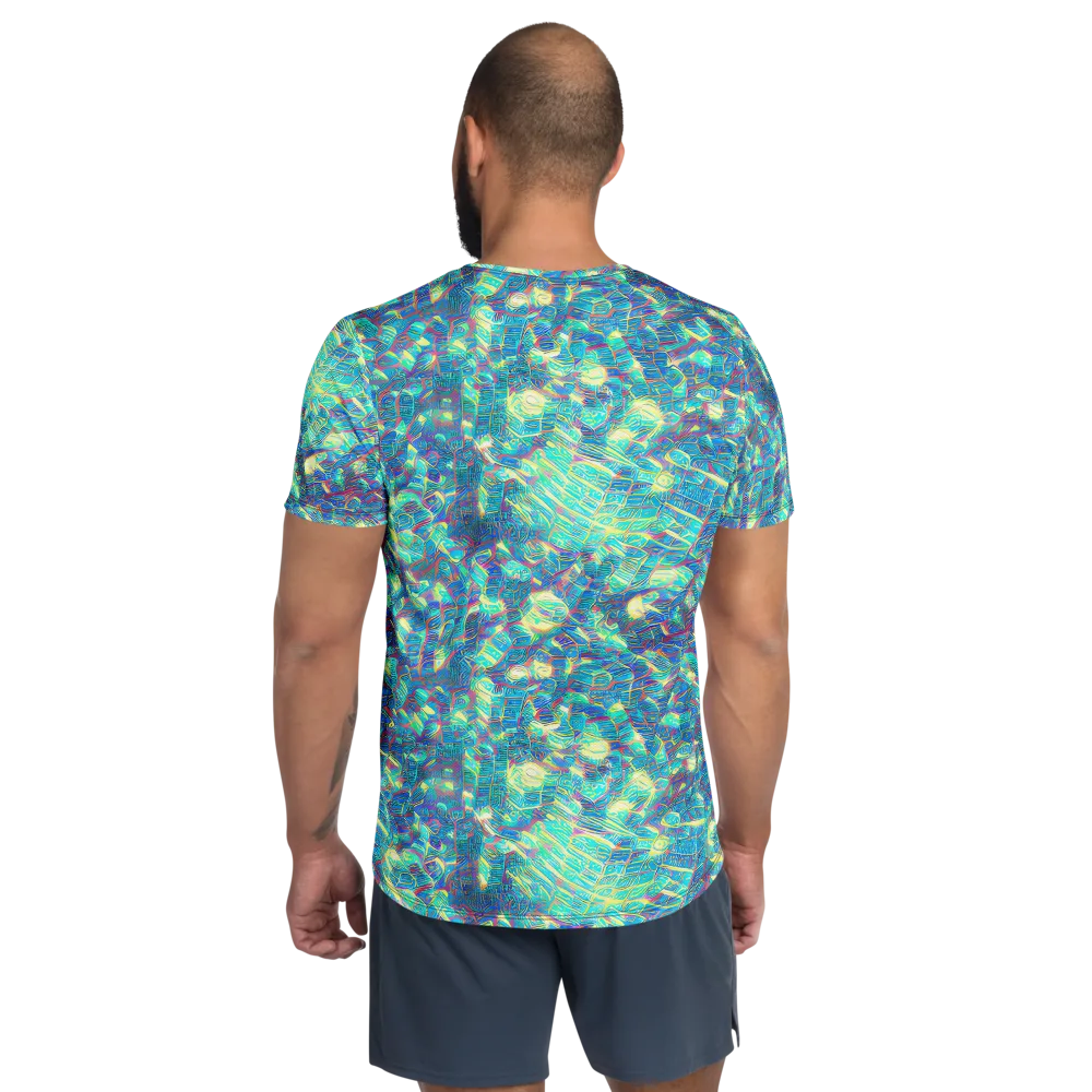 Neon Cartography on Men's Athletic T-Shirt — Back