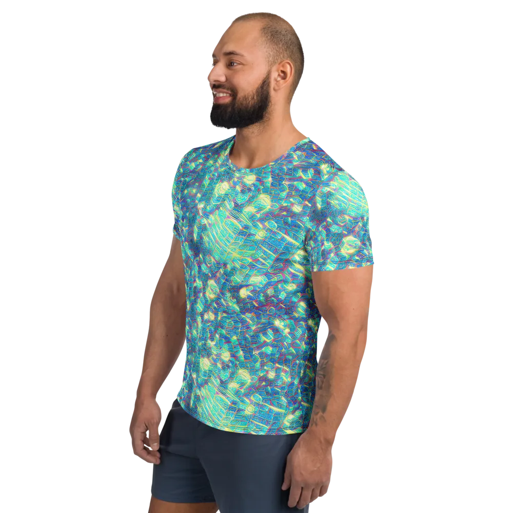 Neon Cartography on Men's Athletic T-Shirt — Left