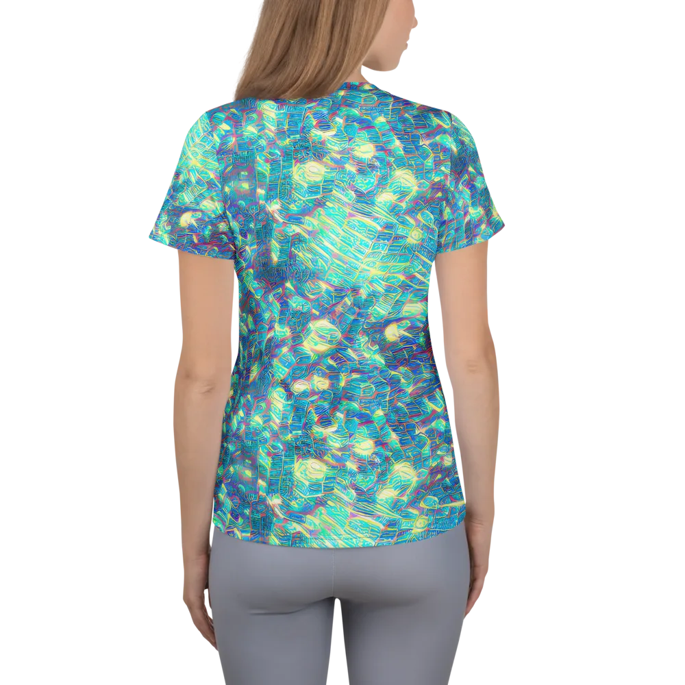 Neon Cartography on Women's Athletic T-Shirt — Back
