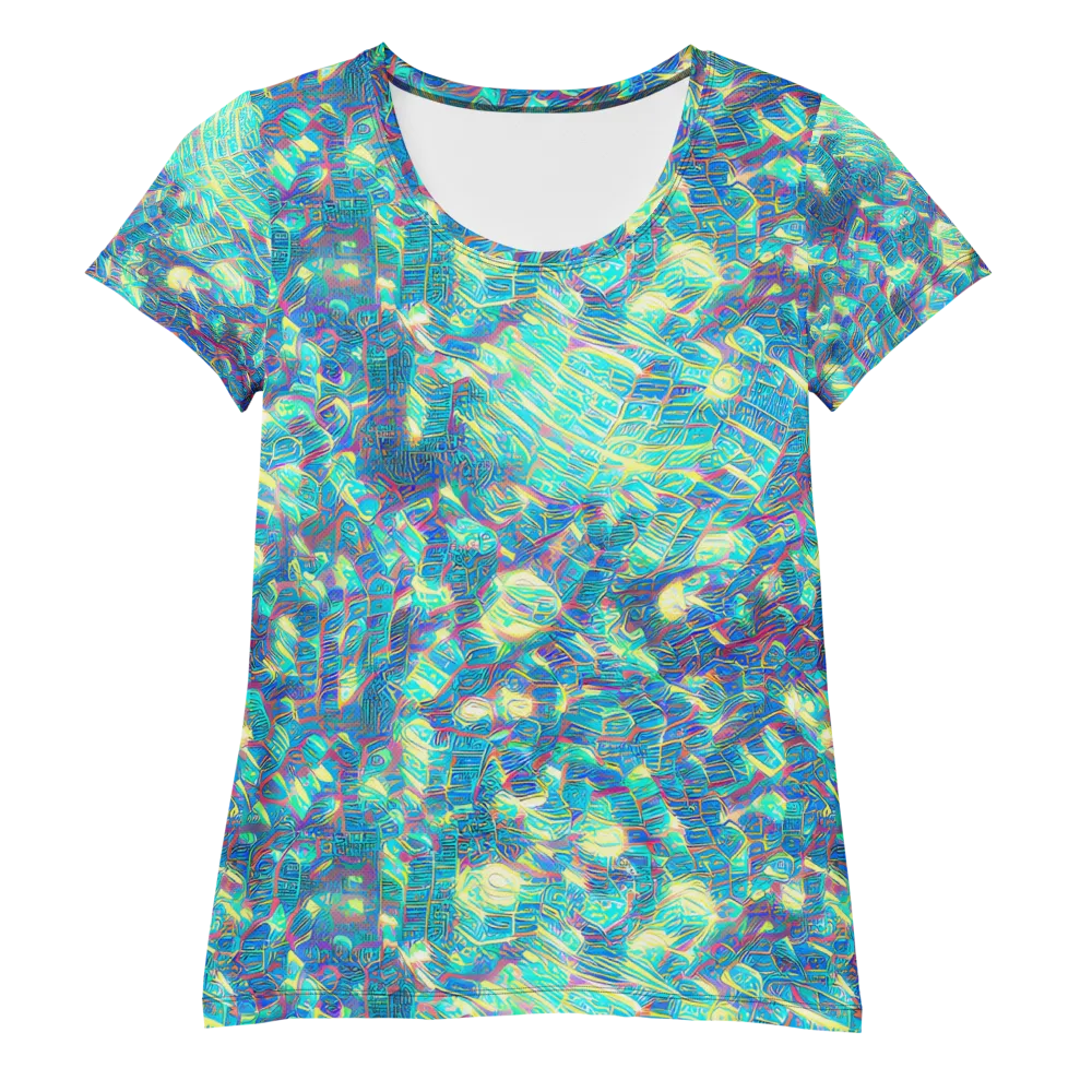 Neon Cartography on Women's Athletic T-Shirt — Front