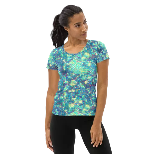 Neon Cartography on a Women's Athletic T-Shirt