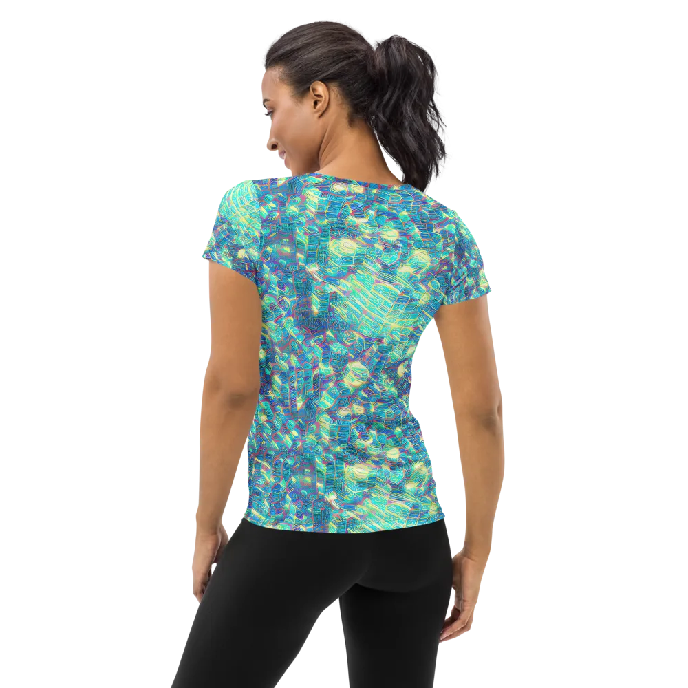 Neon Cartography on Women's Athletic T-Shirt — Back