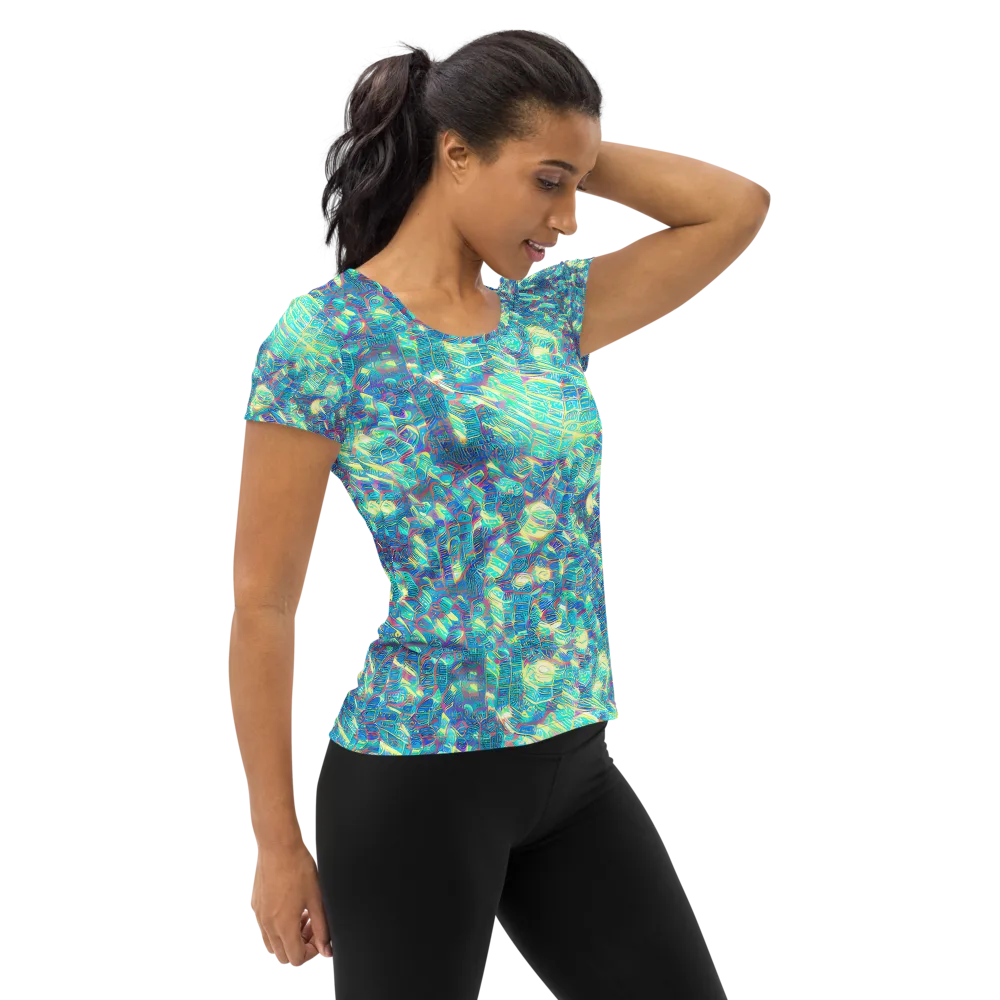 Neon Cartography on Women's Athletic T-Shirt — Right