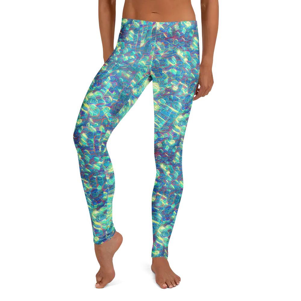 Neon Cartography on Leggings — Front