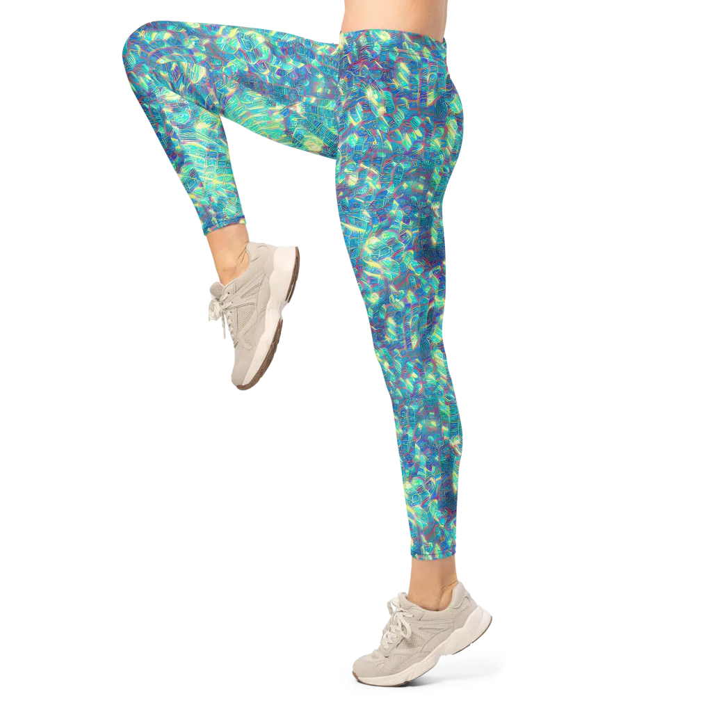 Neon Cartography on Leggings — Left