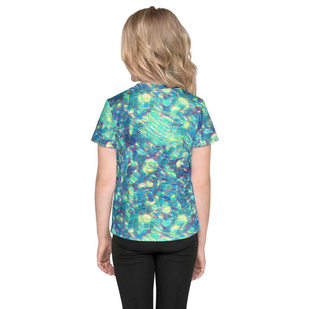 Neon Cartography on Kids Crew Neck T-Shirt — Back