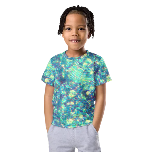 Neon Cartography on a Kids Crew Neck T-Shirt