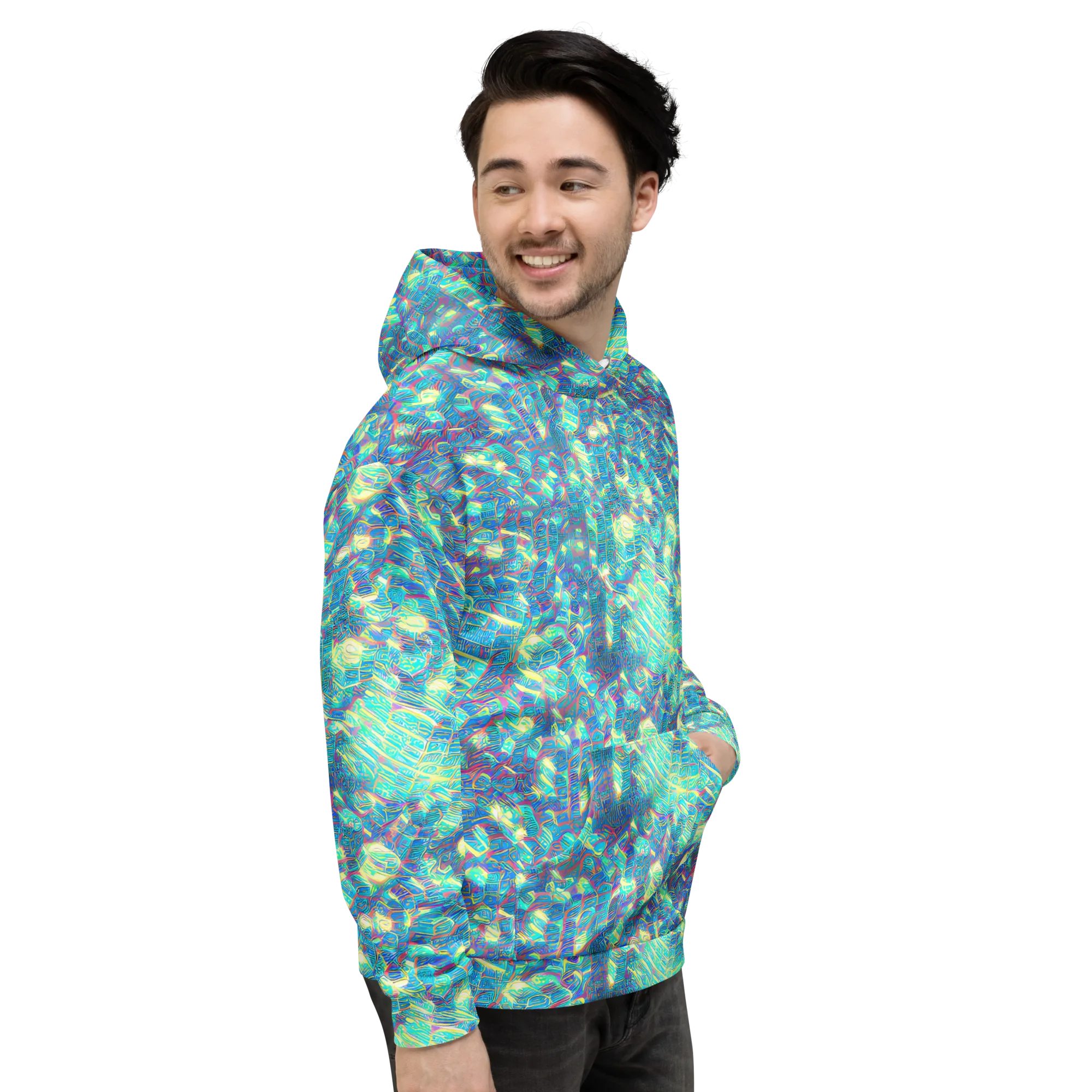 Neon Cartography on Hoodie — Right