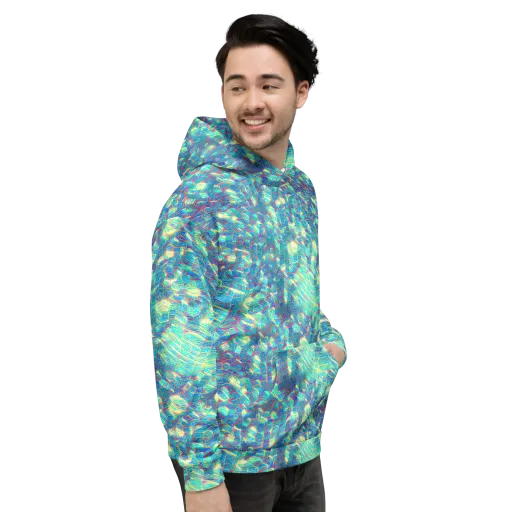Neon Cartography on a Hoodie
