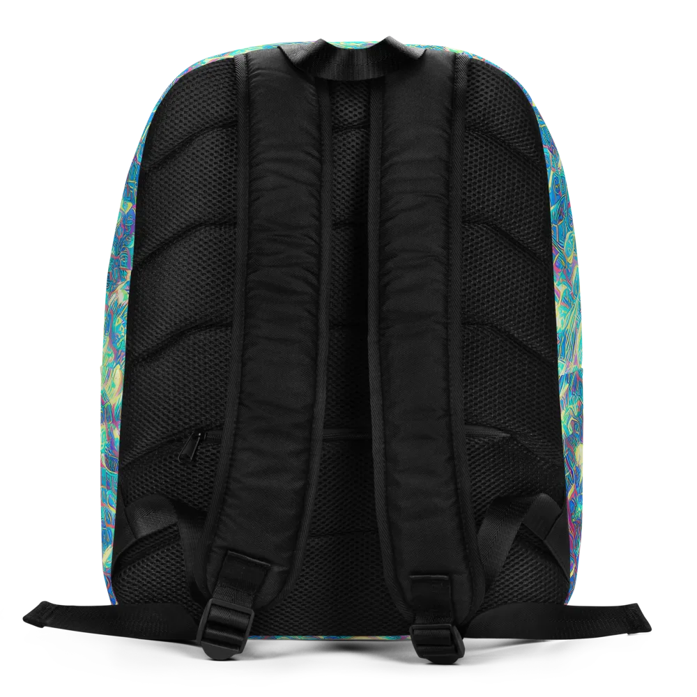 Neon Cartography on Minimalist Backpack — Back