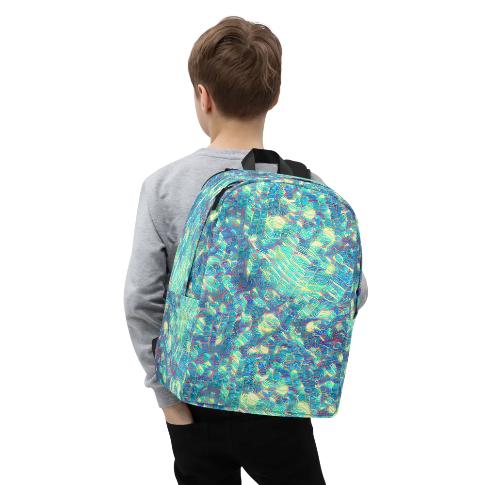 Neon Cartography on Minimalist Backpack — Zoomed-in