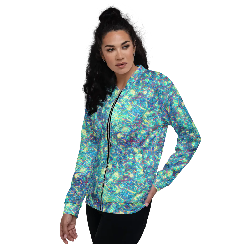 Neon Cartography on Bomber Jacket — Left