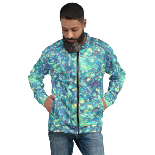 Neon Cartography on a Bomber Jacket