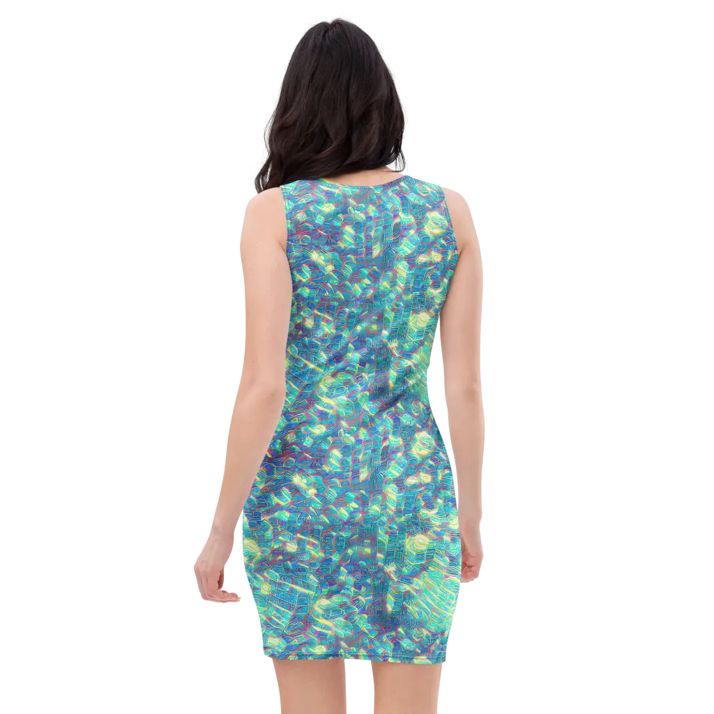 Neon Cartography on Bodycon Dress — Back
