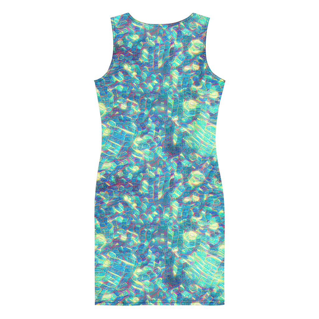 Neon Cartography on Bodycon Dress — Back