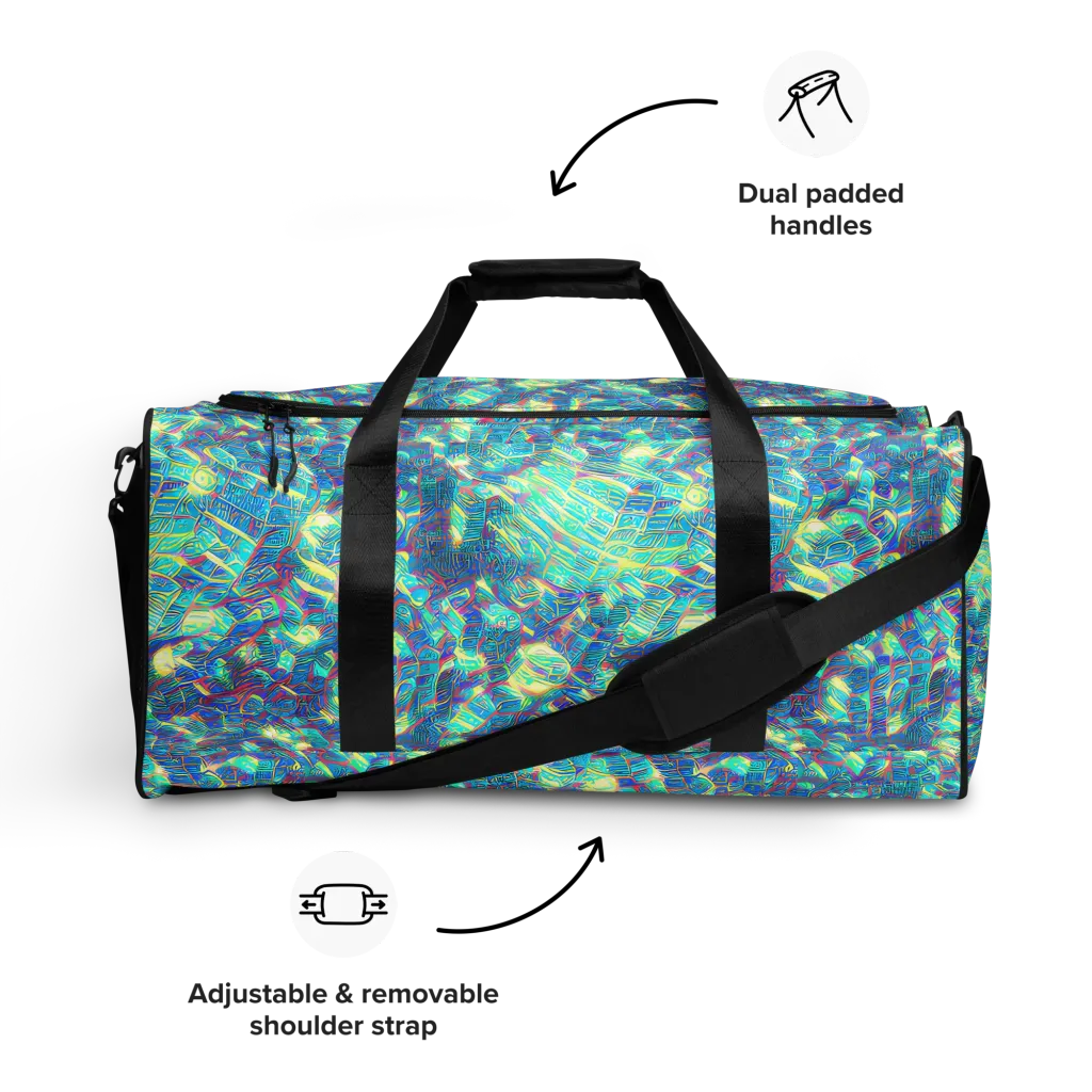 Neon Cartography on Duffle Bag — Front