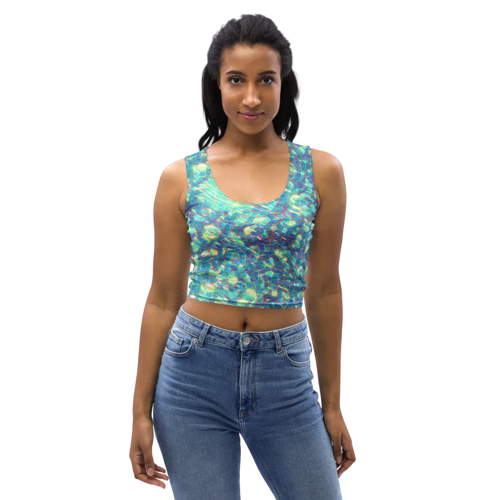 Neon Cartography on Crop Top — Front
