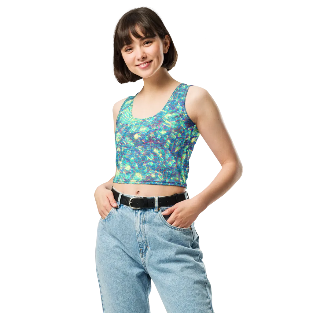 Neon Cartography on Crop Top — Front