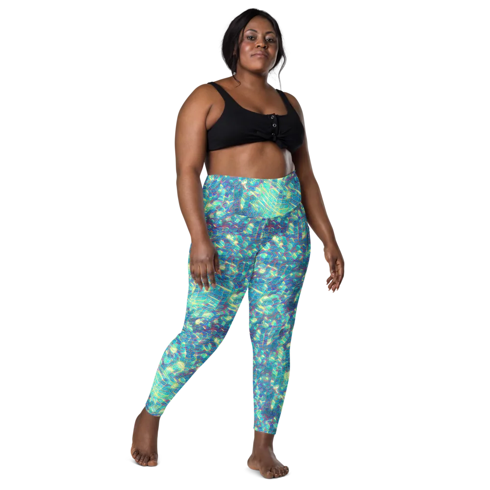 Neon Cartography on Leggings with Pockets — Front