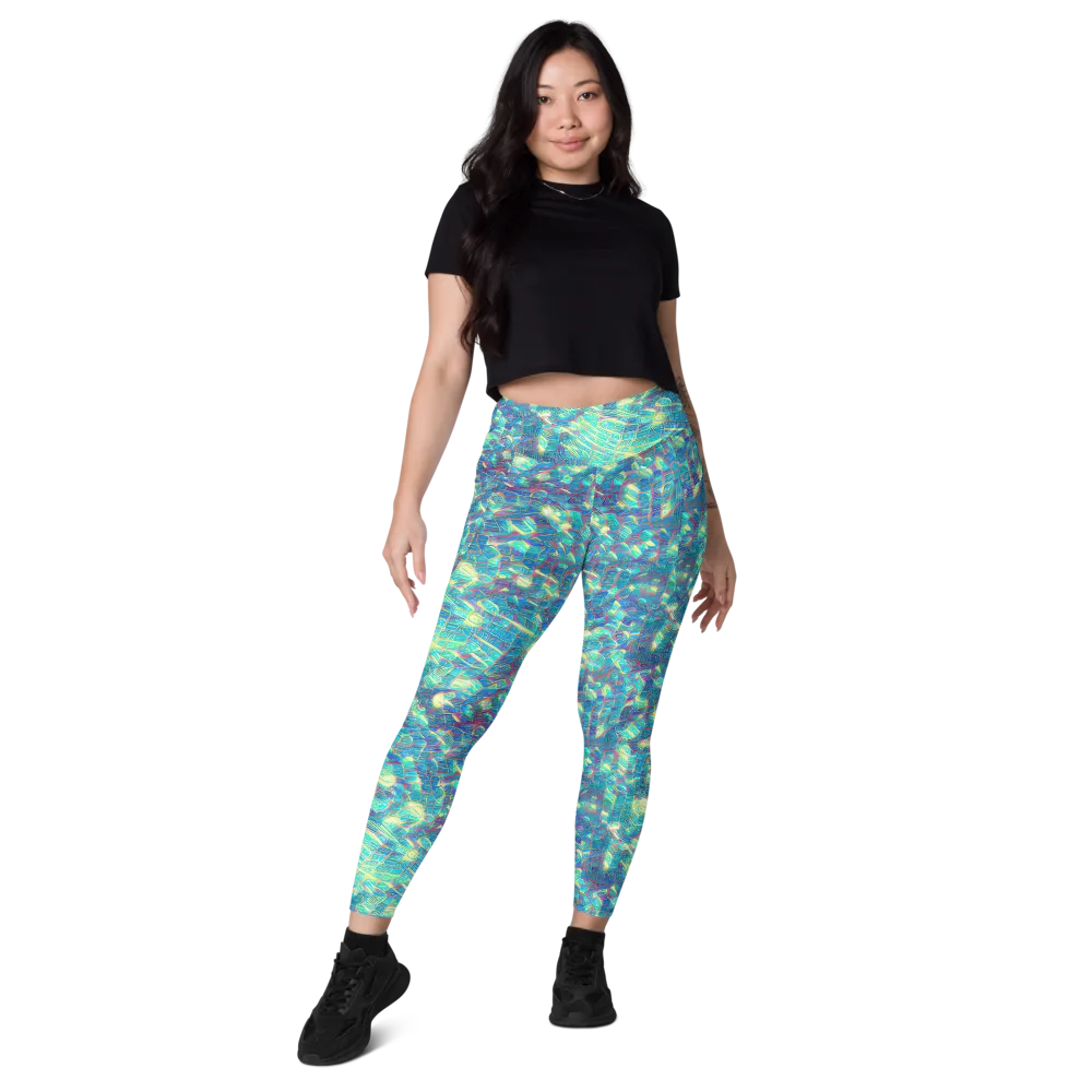 Neon Cartography on Leggings with Pockets — Front