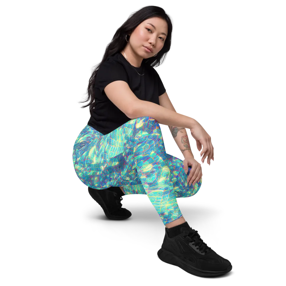 Neon Cartography on Leggings with Pockets — Right Front