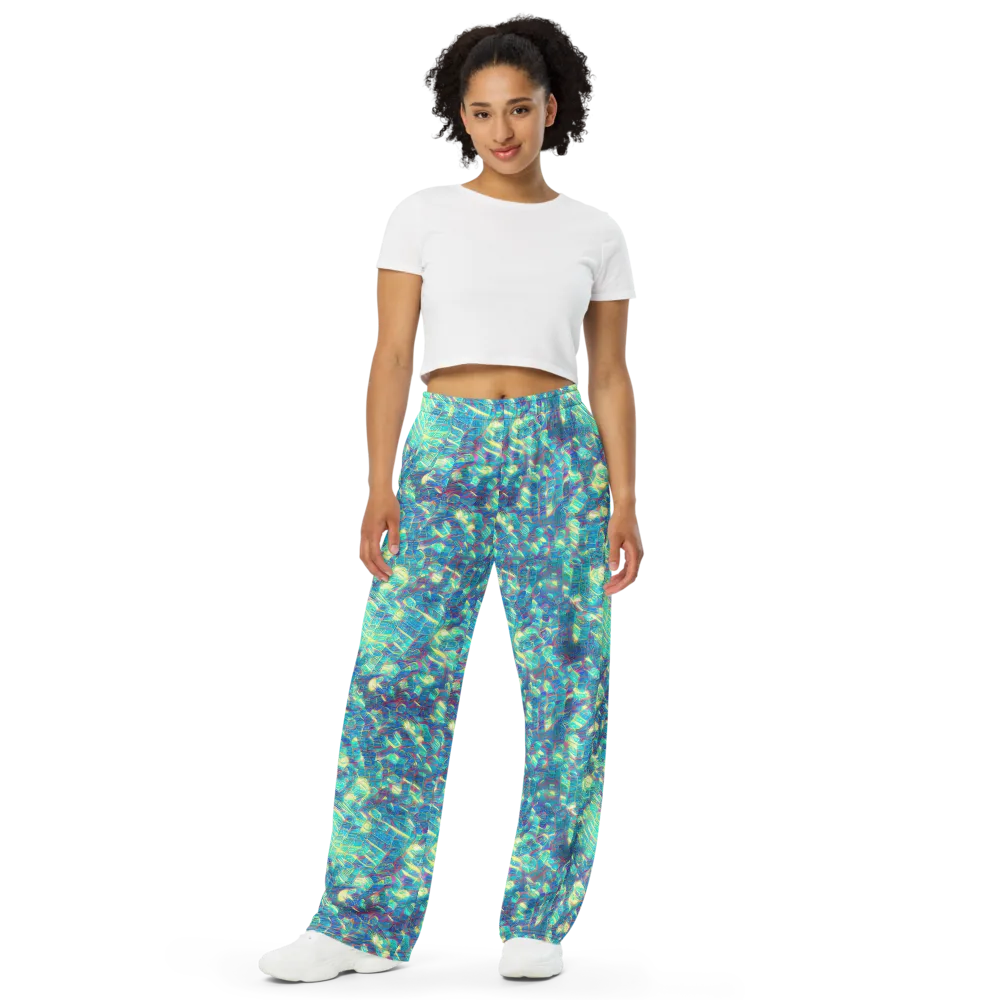 Neon Cartography on Wide-Leg Pants — Front