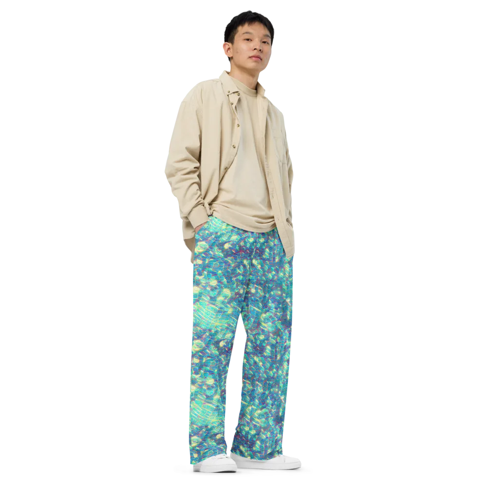 Neon Cartography on Wide-Leg Pants — Right Front