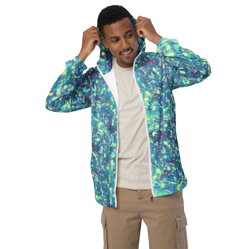 Neon Cartography on Men's Windbreaker — Front