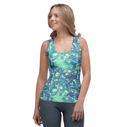 Neon Cartography on a Women's Tank Top