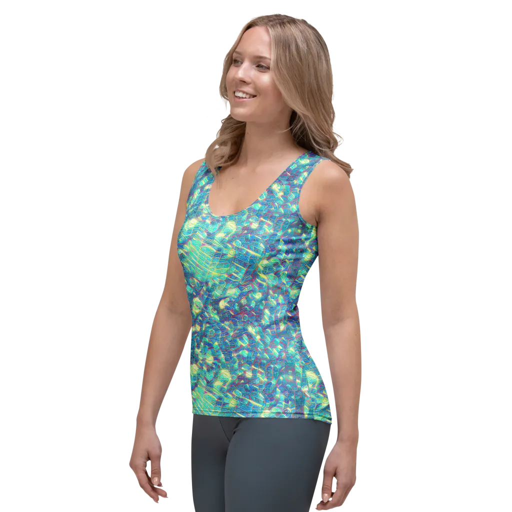 Neon Cartography on Women's Tank Top — Left Front