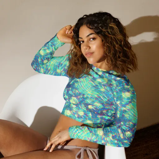 Neon Cartography on a Long Sleeve Crop Top