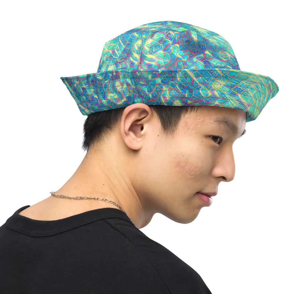 Neon Cartography on Reversible Bucket Hat — Right Outside