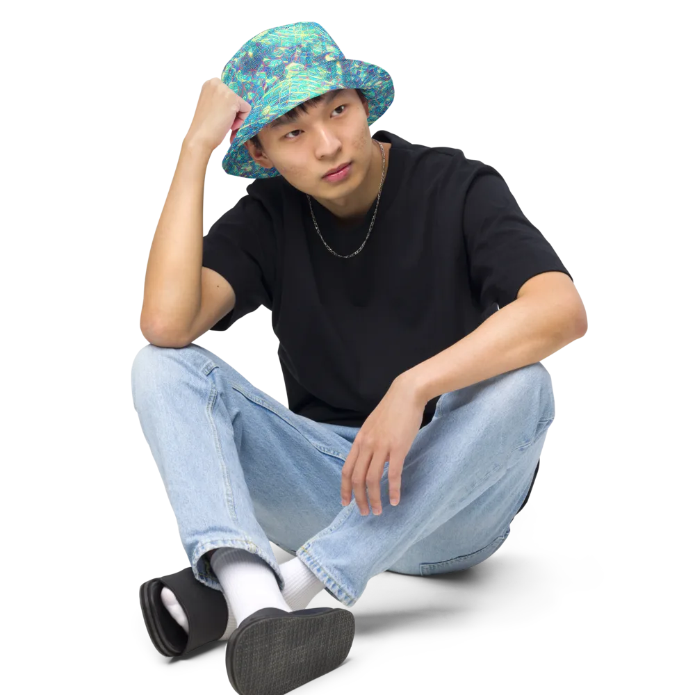 Neon Cartography on Reversible Bucket Hat — Front 2 Inside