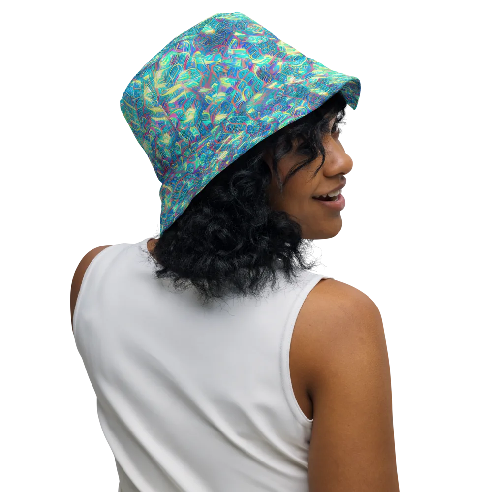 Neon Cartography on Reversible Bucket Hat — Right Outside