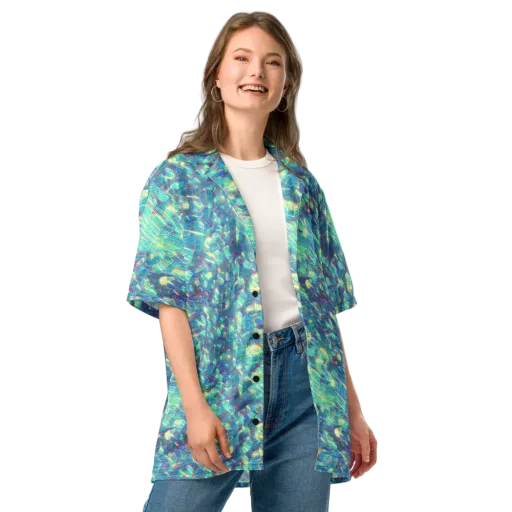 Neon Cartography on a Button Shirt