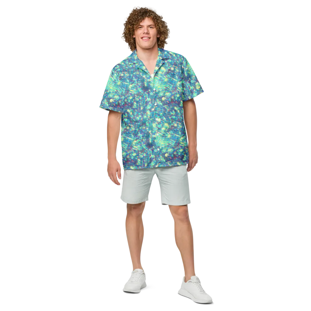 Neon Cartography on Button Shirt — Front
