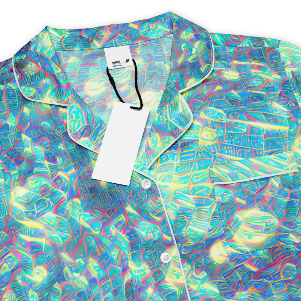 Neon Cartography on Women's Short Sleeve Pajama Top — Product details