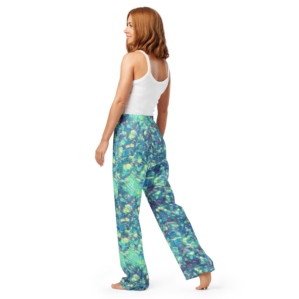 Neon Cartography on Women's Pajama Pants — Back