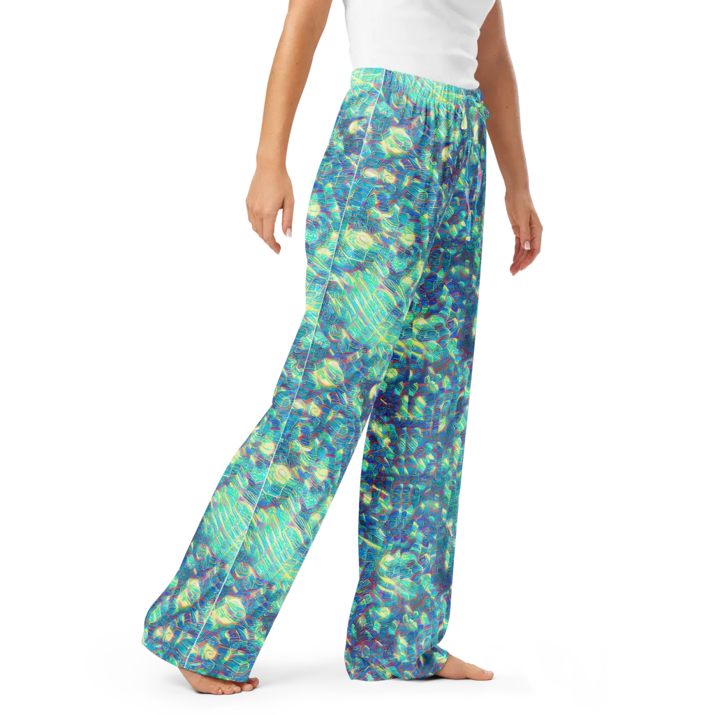 Neon Cartography on Women's Pajama Pants — Right Front