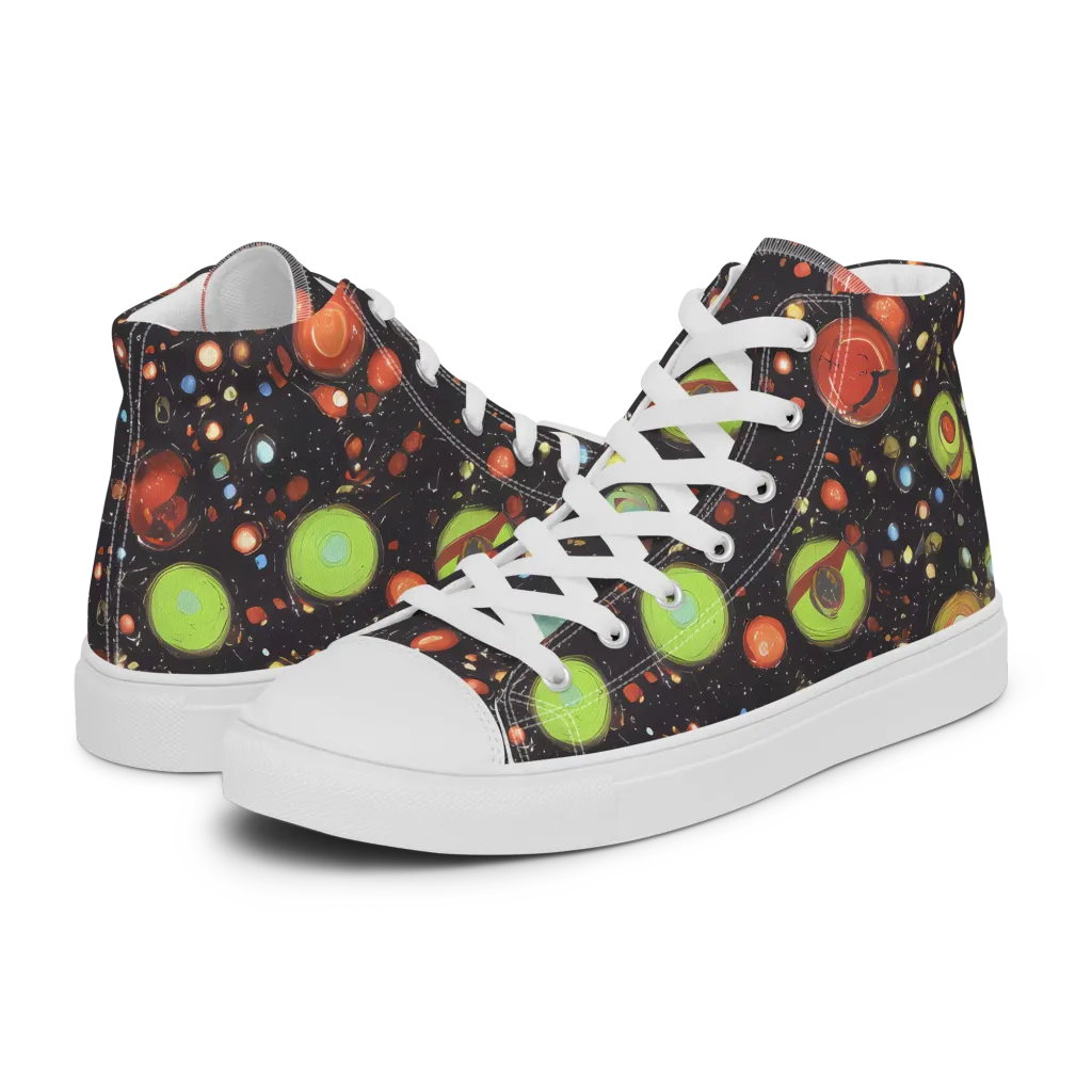 Astral Scatter on Men's High Top Canvas Shoes — Left