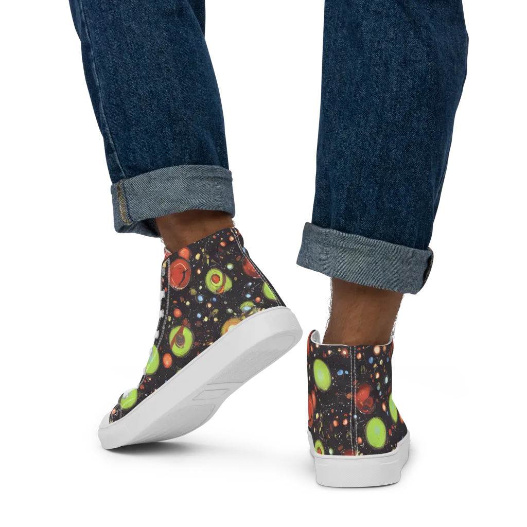 Astral Scatter on Men's High Top Canvas Shoes — Back