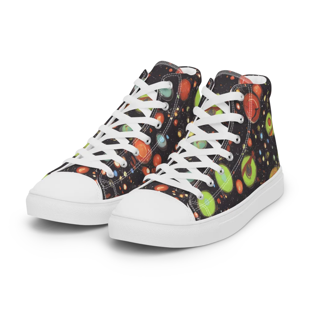 Astral Scatter on Women's High Top Canvas Shoes — Left Front