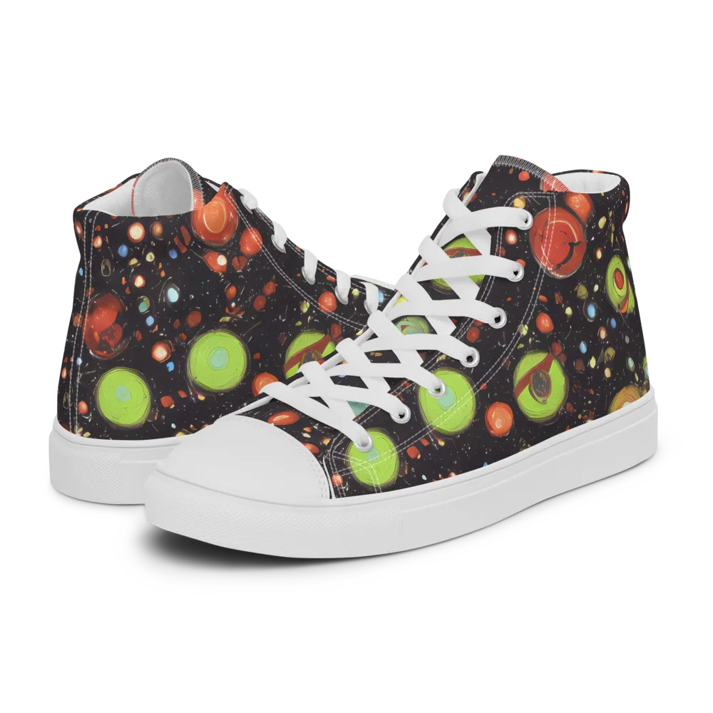 Astral Scatter on Women's High Top Canvas Shoes — Left