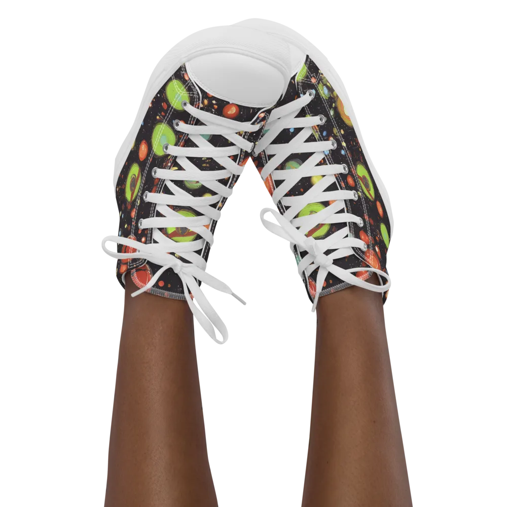 Astral Scatter on Women's High Top Canvas Shoes — Front