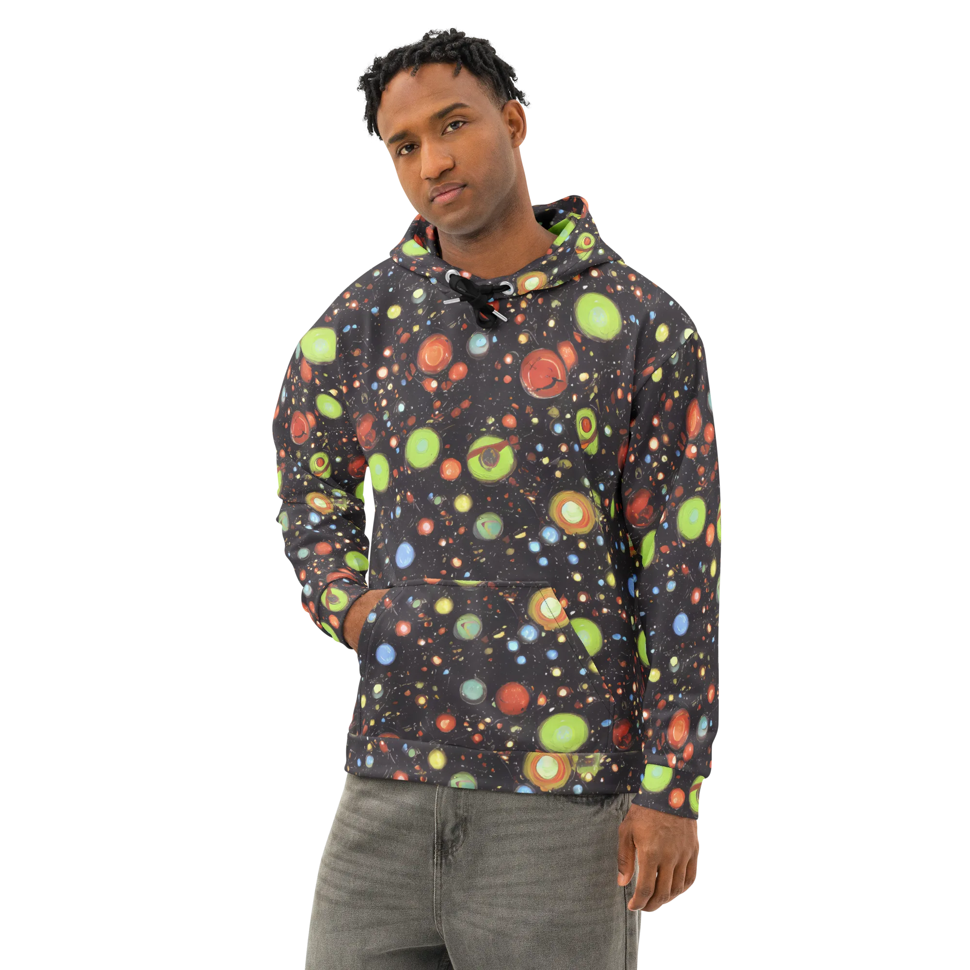 Astral Scatter on Cotton Hoodie — Left Front