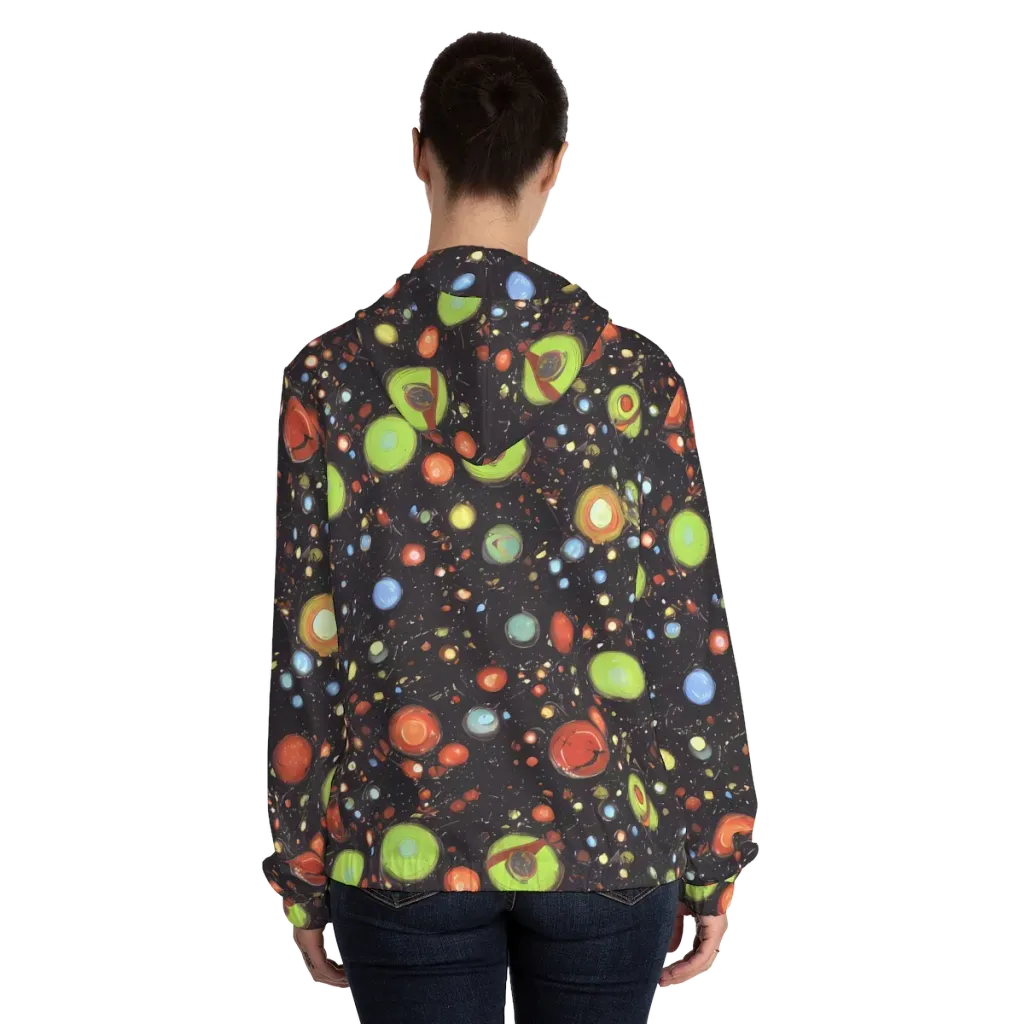 Astral Scatter on Women's Full-Zip Hoodie — Back On Person