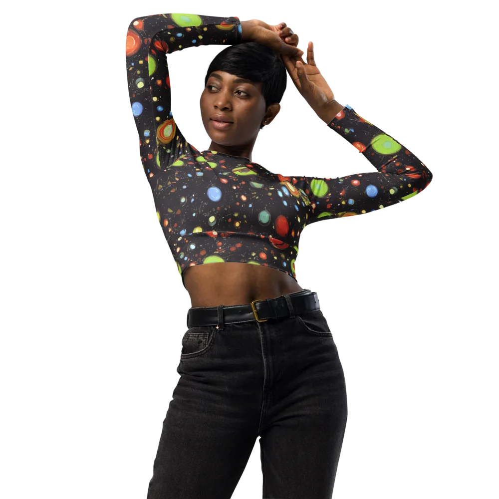 Astral Scatter on Long Sleeve Crop Top — Front