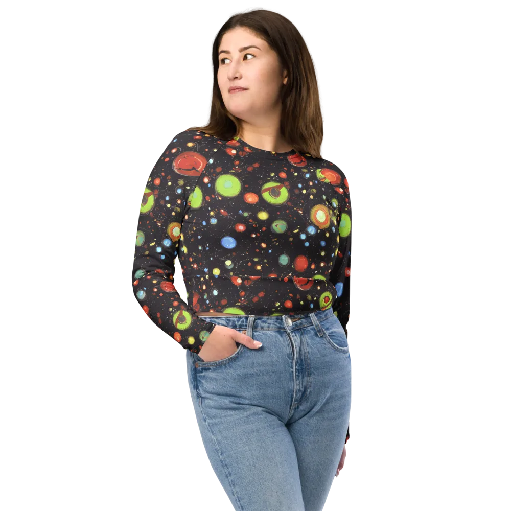 Astral Scatter on Long Sleeve Crop Top — Front