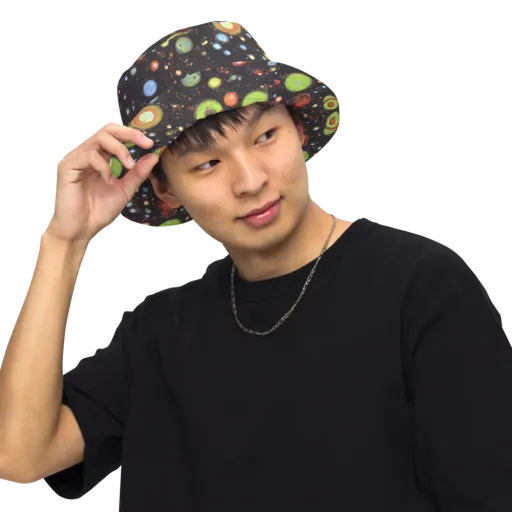 Astral Scatter on a Reversible Bucket Hat